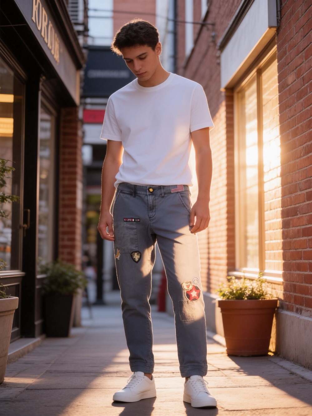 Pilcro and the Letterpress Hyphen Patchwork Chinos